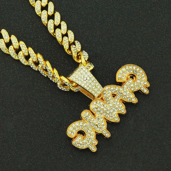 hip hop diamond mosaic letter pendant necklace ins hip hop pendant domineering gang men's cuba chain, Silver
hip hop diamond mosaic letter pendant necklace ins hip hop pendant domineering gang men's cuba chain, Silver