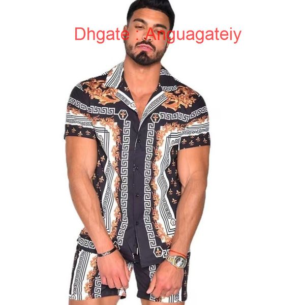 men's luxury casual shirts men tracksuits hawaiian sets printing summer short sleeve button shirt fashion beach shorts tees streetwear, White;black
men's luxury casual shirts men tracksuits hawaiian sets printing summer short sleeve button shirt fashion beach shorts tees streetwear, White;black