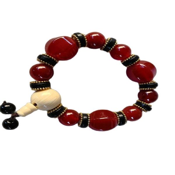 natural red agate prayer beads bracelet adjustable elastic force bracelet, Silver
natural red agate prayer beads bracelet adjustable elastic force bracelet, Silver