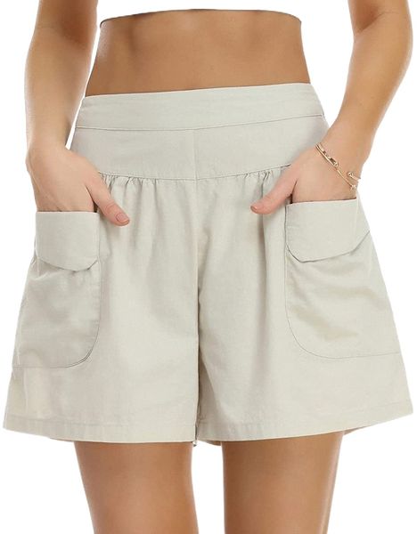 women's summer loose casual shorts elastic waist wide leg shorts with 2 pockets z2nn#, White;black
women's summer loose casual shorts elastic waist wide leg shorts with 2 pockets z2nn#, White;black