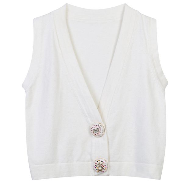 606 2022 runway summer brand same style t shirt v neck sleeveless cardigan white black women's sweaters mingmei
606 2022 runway summer brand same style t shirt v neck sleeveless cardigan white black women's sweaters mingmei