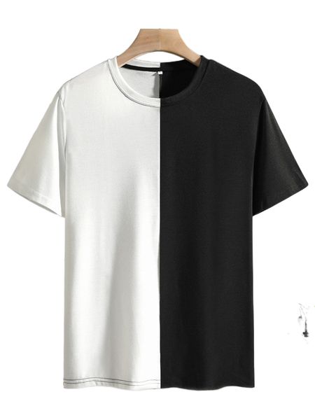 men two tone tee x4u0#, White;black