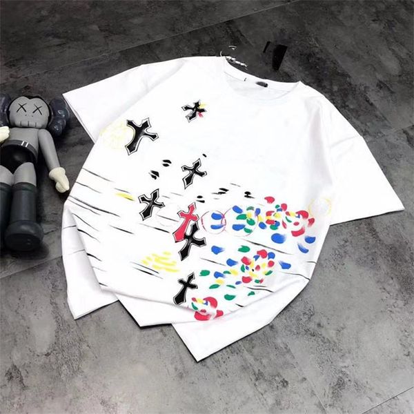 summer explosion 21ss spring and summer ch new fashion loose graffiti color print contrast cross short sleeve t-shirt, White
summer explosion 21ss spring and summer ch new fashion loose graffiti color print contrast cross short sleeve t-shirt, White
