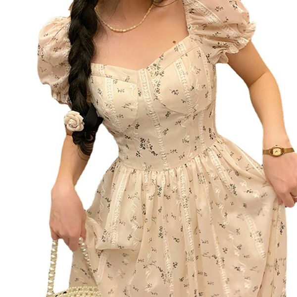 party dresses women dress summer ladies french vintage temperament square neck puff sleeves first love floral tea break vestidos, White;black
party dresses women dress summer ladies french vintage temperament square neck puff sleeves first love floral tea break vestidos, White;black