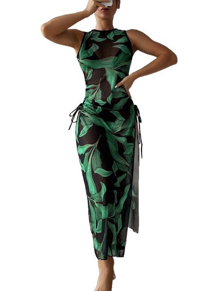 plant print halter triangle bikini swimsuit with cover up d2aa#, White;black
plant print halter triangle bikini swimsuit with cover up d2aa#, White;black