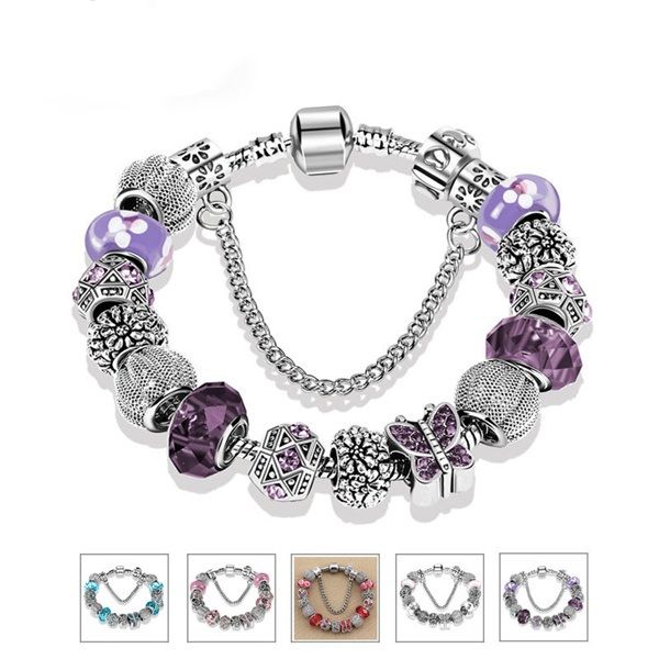 european and american fashion crystal butterfly pendant beaded strands for pandora women's jewelry ab612, Black
european and american fashion crystal butterfly pendant beaded strands for pandora women's jewelry ab612, Black