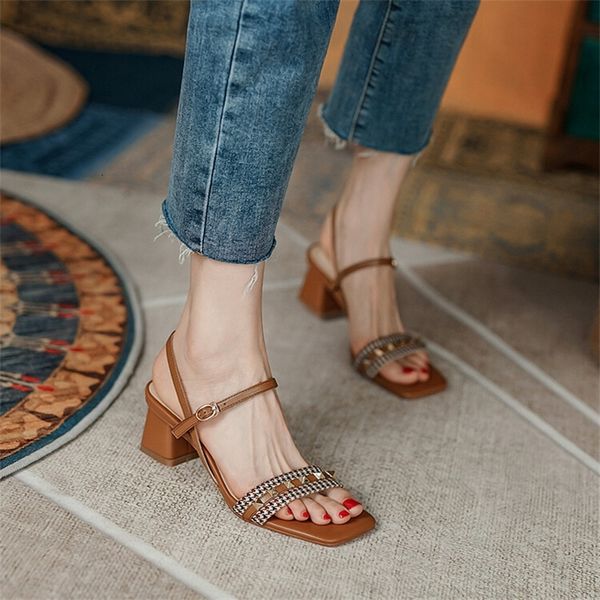 sandals handmade women's shoes french plaid sandals xy3-12r summer middle heel open toe comfortable thick roman 039p, Black
sandals handmade women's shoes french plaid sandals xy3-12r summer middle heel open toe comfortable thick roman 039p, Black