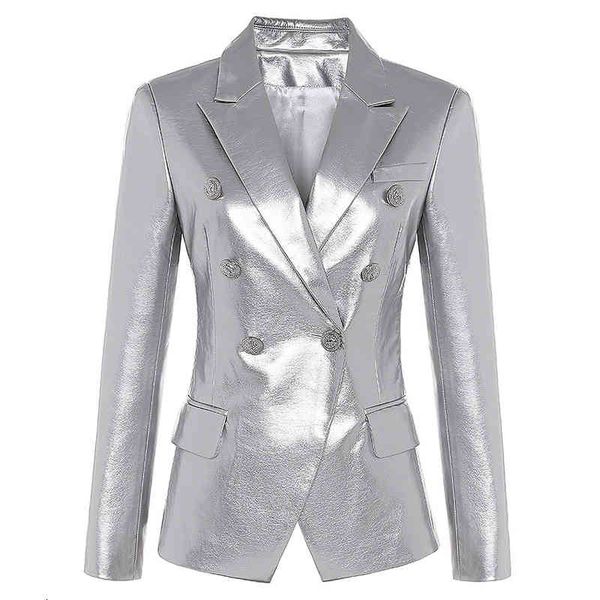 women's suits & blazers 2022 double row button metal lion shiny silver synthetic leather slim suit coat u6rq, White;black
women's suits & blazers 2022 double row button metal lion shiny silver synthetic leather slim suit coat u6rq, White;black