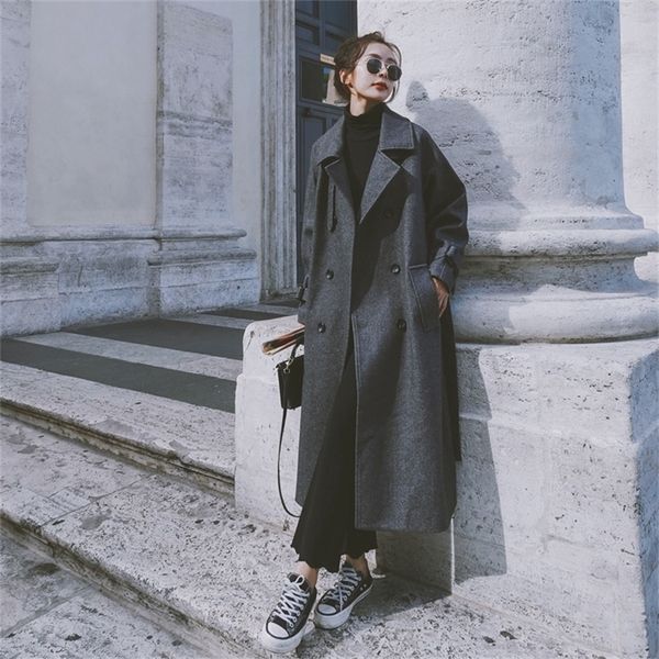 2020 winter women fashion wool coat elegant female solid belt long sleeve quality fashion thick warm long jacket overcoat lj201110, Black
2020 winter women fashion wool coat elegant female solid belt long sleeve quality fashion thick warm long jacket overcoat lj201110, Black