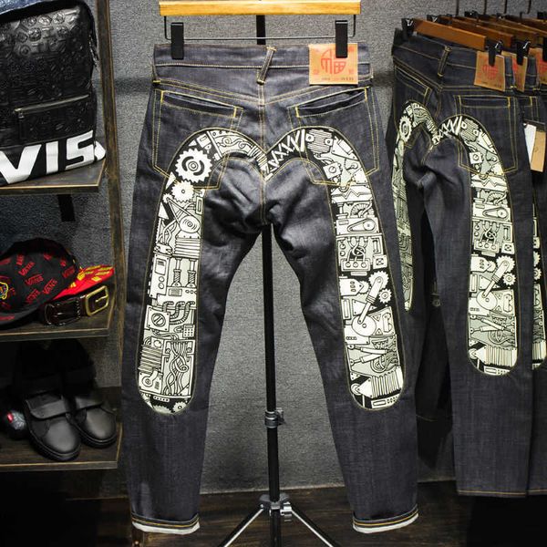 luxury designer for men chaopai fushen jeans men's and women's large mechanical leg printing loose straight large trousers pure, Blue
luxury designer for men chaopai fushen jeans men's and women's large mechanical leg printing loose straight large trousers pure, Blue