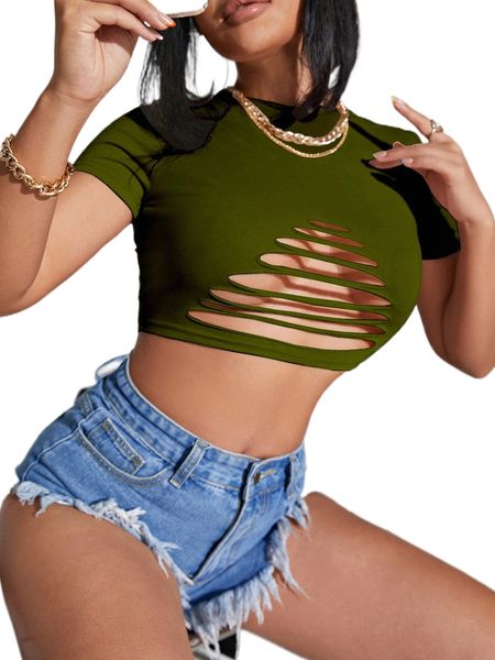 sxy mock neck cut out detail crop tee m5og#, White