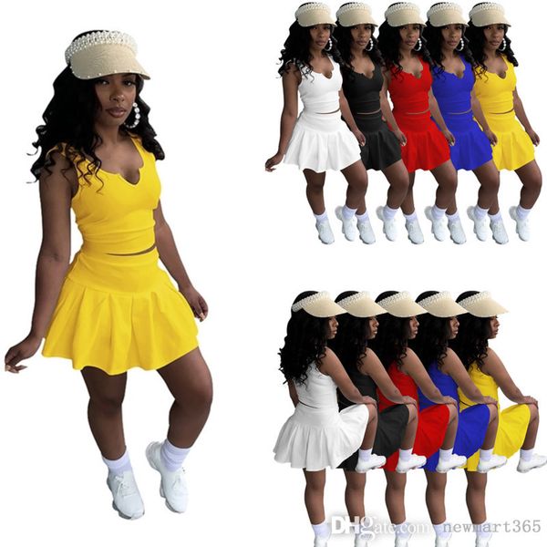 2022 designer tracksuits for womens two piece dress tennis suit sports leisure pleated dresses suit vest skirt suit, White
2022 designer tracksuits for womens two piece dress tennis suit sports leisure pleated dresses suit vest skirt suit, White