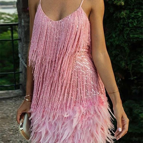 sequins tassel feather spaghetti strap dress women fashion stitching mini es ladies evening party club elegant 220613, Black;gray
sequins tassel feather spaghetti strap dress women fashion stitching mini es ladies evening party club elegant 220613, Black;gray