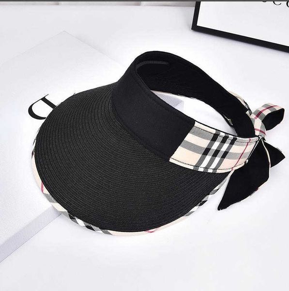 women's visors big brim designer hats with plaid ribbon adjustable hood strap fashion caps.y014b15014, Blue;gray
women's visors big brim designer hats with plaid ribbon adjustable hood strap fashion caps.y014b15014, Blue;gray