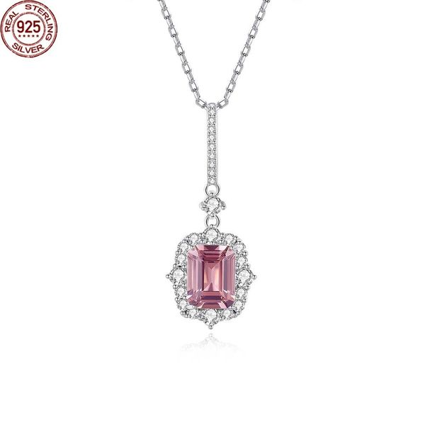 square long pendant necklace pink gemstone wedding fine jewelry for women 925 sterling silver z colar christmas gift
square long pendant necklace pink gemstone wedding fine jewelry for women 925 sterling silver z colar christmas gift