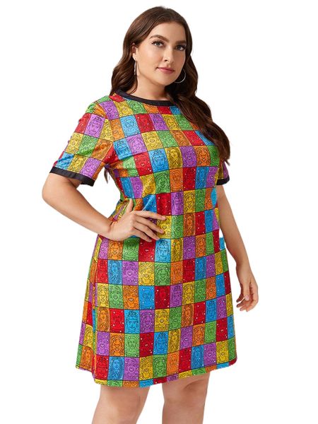 x dash of pep plus figure graphic tee dress z73o#, Black 
x dash of pep plus figure graphic tee dress z73o#, Black