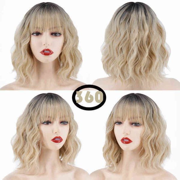 hair synthetic wigs cosplay synthetic wig short platinum blonde ombre wavy dark roots with bangs for women shoulder length natural looking d, Black
hair synthetic wigs cosplay synthetic wig short platinum blonde ombre wavy dark roots with bangs for women shoulder length natural looking d, Black