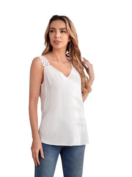 emery rose guipure l.ace trim t.ank c00j#, White
emery rose guipure l.ace trim t.ank c00j#, White