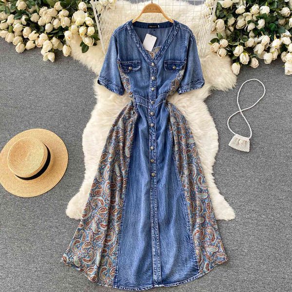 casual dresses 2022 summer style royal sister print stitched denim dress skirt women's french small v-neck b671, Black;gray
casual dresses 2022 summer style royal sister print stitched denim dress skirt women's french small v-neck b671, Black;gray