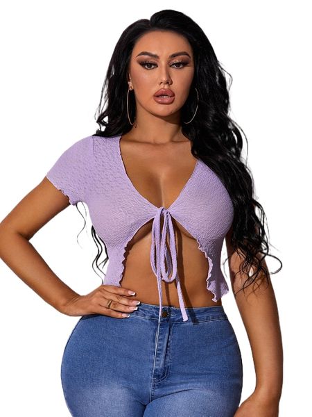 sxy solid tie front crop c83c#, White
sxy solid tie front crop c83c#, White