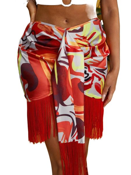 sxy graphic print draped fringe hem skirt d3kv#, Black
sxy graphic print draped fringe hem skirt d3kv#, Black