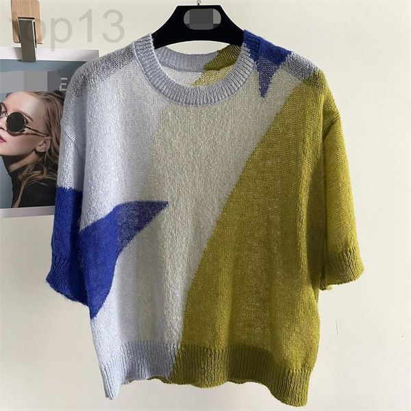women's knits & tees designer di * 2022 spring and summer new geometric color blocking design feeling loose round neck knitted short sl, White
women's knits & tees designer di * 2022 spring and summer new geometric color blocking design feeling loose round neck knitted short sl, White