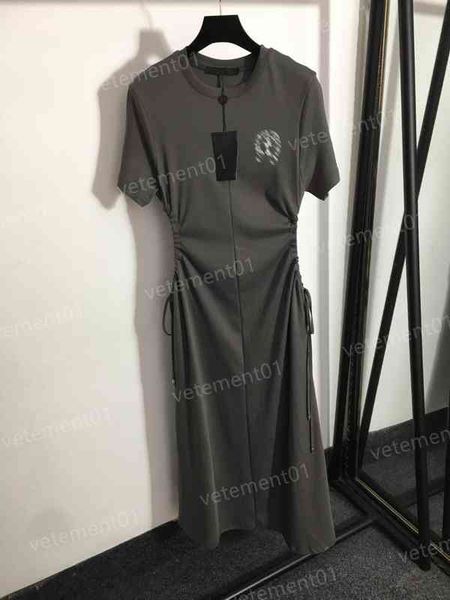 fashion womens dresses cross print on the chest drawstring open waist slimming short-sleeved dress luxury designer women clothing, Black;gray
fashion womens dresses cross print on the chest drawstring open waist slimming short-sleeved dress luxury designer women clothing, Black;gray