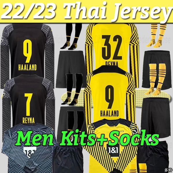 long sleeve 21 22 dortund soccer jersey 2021 2022 haaland reus football shirts brandt home away men kit full set socks fans version kits, Black;yellow
long sleeve 21 22 dortund soccer jersey 2021 2022 haaland reus football shirts brandt home away men kit full set socks fans version kits, Black;yellow