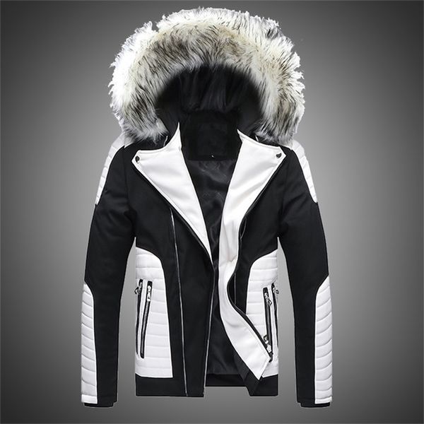 men jacket autumn winter hooded jacket faux fur jacket parka men faux leather stitching style biker motorcycle outwear jackets 201224, Black
men jacket autumn winter hooded jacket faux fur jacket parka men faux leather stitching style biker motorcycle outwear jackets 201224, Black