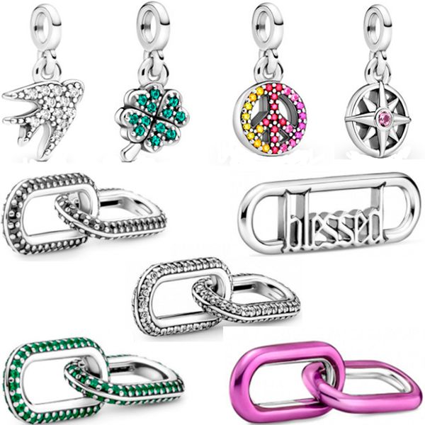 925 silver charms shiny bracelet four-leaf clover beads fit pandora bracelet jewelry diy, Black
925 silver charms shiny bracelet four-leaf clover beads fit pandora bracelet jewelry diy, Black