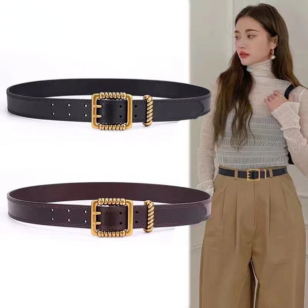 elling genuine cowhide leather belt women fashion copper buckle classical simple high-end wearing accessory designer classic luxury, Black;brown
elling genuine cowhide leather belt women fashion copper buckle classical simple high-end wearing accessory designer classic luxury, Black;brown