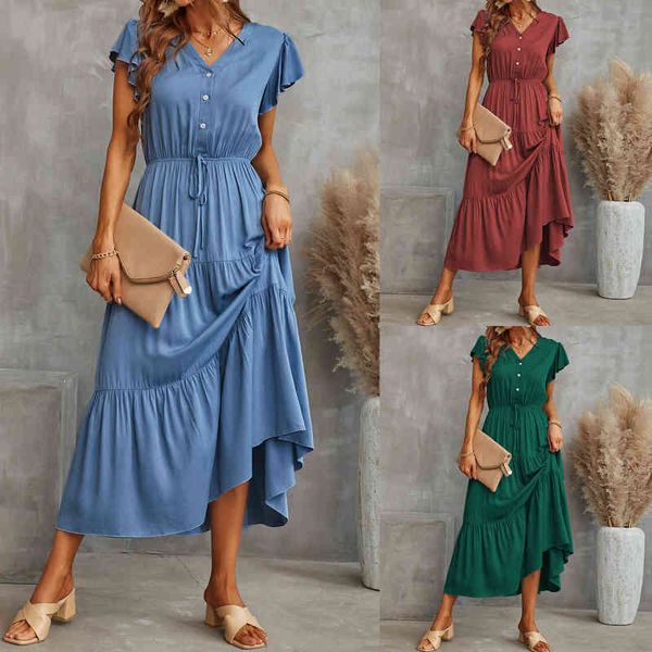 sano 2022 summer new style lotus leaf sleeve temperament long skirt women's dress solid color v-neck large swing dress, Black;gray
sano 2022 summer new style lotus leaf sleeve temperament long skirt women's dress solid color v-neck large swing dress, Black;gray