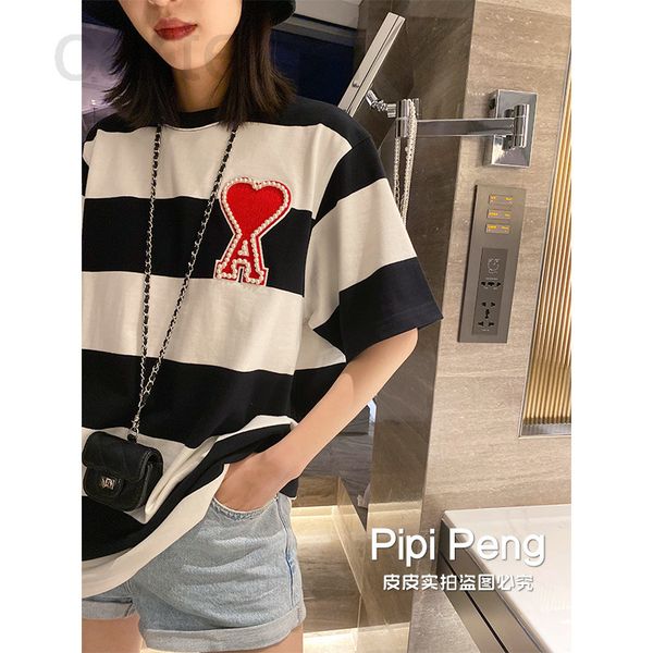 women's t-shirt designer wannian versatile wide stripe spring / summer 2021 new embroidery love half sleeve pearl decoration loose shor, White
women's t-shirt designer wannian versatile wide stripe spring / summer 2021 new embroidery love half sleeve pearl decoration loose shor, White