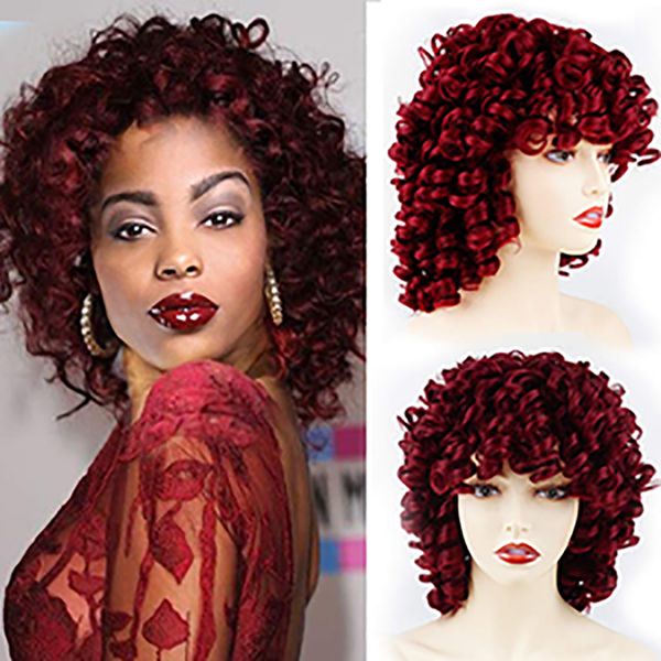 short curly wigs for women soft afro wave wig with bangs heat resistant synthetic fiber hair african american women, Black
short curly wigs for women soft afro wave wig with bangs heat resistant synthetic fiber hair african american women, Black