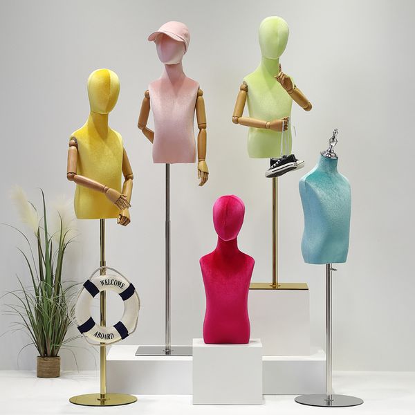 fabric cover kids head half body mannequin torso metal base with wooden arm for window clothing display adjustable rack, White
fabric cover kids head half body mannequin torso metal base with wooden arm for window clothing display adjustable rack, White