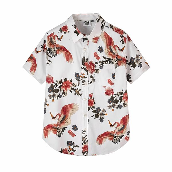 european and american men's wear summer 2022 new short sleeve lapel single breasted flying crane print fashion shirt, White;black
european and american men's wear summer 2022 new short sleeve lapel single breasted flying crane print fashion shirt, White;black
