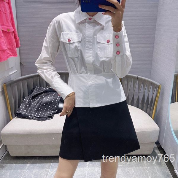 women's blouses & shirts long sleeved shirt temperament intellectual simplicity double pocket waist closing slim breasted spring and su, White
women's blouses & shirts long sleeved shirt temperament intellectual simplicity double pocket waist closing slim breasted spring and su, White
