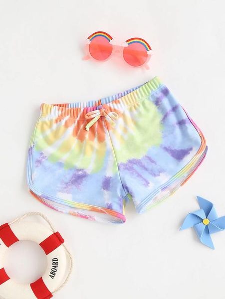 toddler girls tie dye swim shorts she, Black