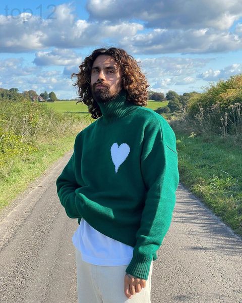 men's sweaters designer french fashion brand am i peach heart a letter jacquard men's and women's wool high neck sweater can, White;black 
men's sweaters designer french fashion brand am i peach heart a letter jacquard men's and women's wool high neck sweater can, White;black