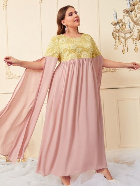 plus floral embroidery split sleeve dress b5xh#, Black
plus floral embroidery split sleeve dress b5xh#, Black