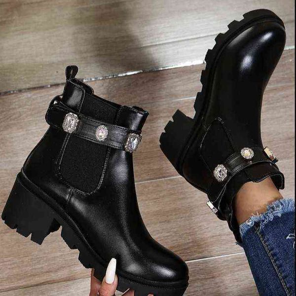 women boots martin autumn and winter new coarse heel weathered medium short rhinestone side pull large women's 0709, Black
women boots martin autumn and winter new coarse heel weathered medium short rhinestone side pull large women's 0709, Black