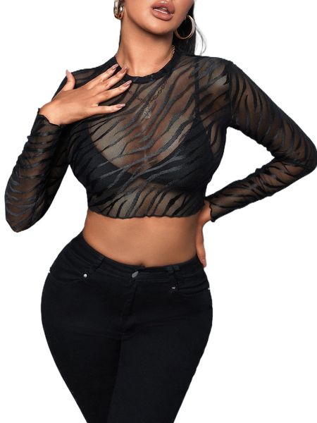 sxy zebra striped mesh crop without bra 889q#, White