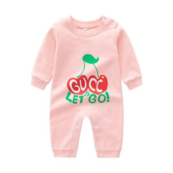 

Newborn Kid Baby Boys Girls Clothes Spring Print Romper Cute Sweet Cotton Jumpsuit Long Sleeve Autumn Fall 0-24M Designer Clothes, White