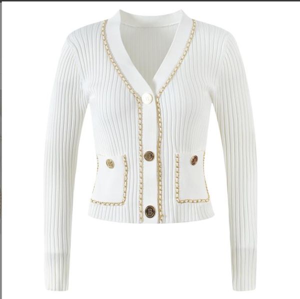 716 2022 milan runway autumn summer brand same style sweater long sleeve v neck striped cardigan black white womens yl, White;black
716 2022 milan runway autumn summer brand same style sweater long sleeve v neck striped cardigan black white womens yl, White;black