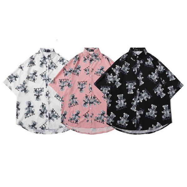 men's casual shirts spring and summer fashion brand supkcnxmc doll bear design shirt, White;black
men's casual shirts spring and summer fashion brand supkcnxmc doll bear design shirt, White;black