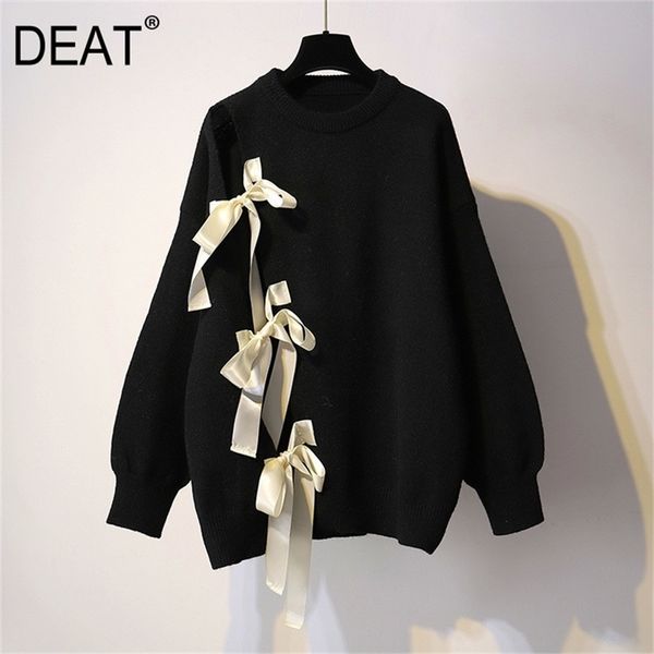 deat autumn fashion women full sleeve o collar slim wild loose high street lace up bow pullover knitted sweater tu082 201223, White;black
deat autumn fashion women full sleeve o collar slim wild loose high street lace up bow pullover knitted sweater tu082 201223, White;black