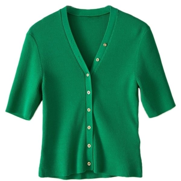 single breasted v neck knitwear with button women retro summer short sleeve knit cardigan thin b-127 220402, White
single breasted v neck knitwear with button women retro summer short sleeve knit cardigan thin b-127 220402, White