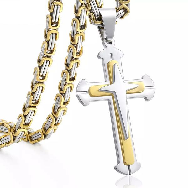 titanium steel men's cross pendant necklace three layers not fading 316 stainless steel imperial chain personality punk men'ss jew, Silver
titanium steel men's cross pendant necklace three layers not fading 316 stainless steel imperial chain personality punk men'ss jew, Silver