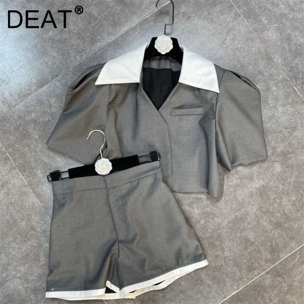 deat spring summer fashion casual lapel puff sleeve short suit coat with high waist shorts two piece set women sk602 210709, White
deat spring summer fashion casual lapel puff sleeve short suit coat with high waist shorts two piece set women sk602 210709, White