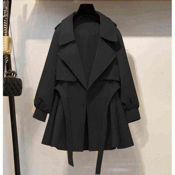 women's trench coats casual thin coat 2021 autumn large wear age reduction waist short windbreaker t220811, Tan;black
women's trench coats casual thin coat 2021 autumn large wear age reduction waist short windbreaker t220811, Tan;black